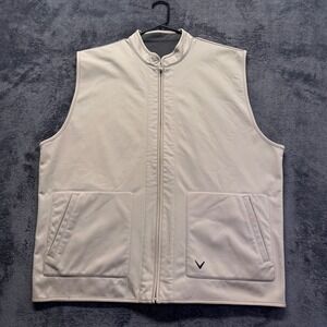 Callaway Golf Softshell Vest Mens XL Reversible Full Zip Tan Gray Fleece Lined